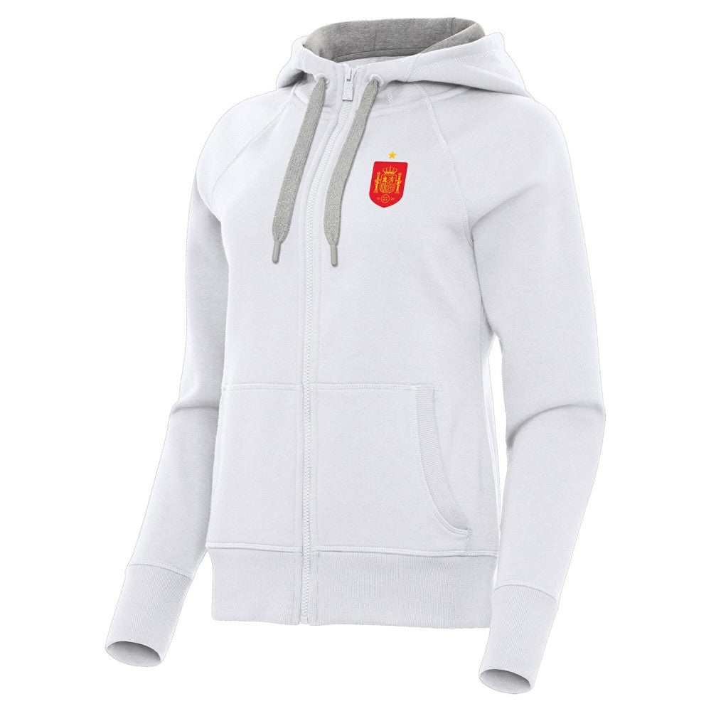 Spain National Team Antigua Women's Takeover Fleece Raglan Full-Zip Hoodie