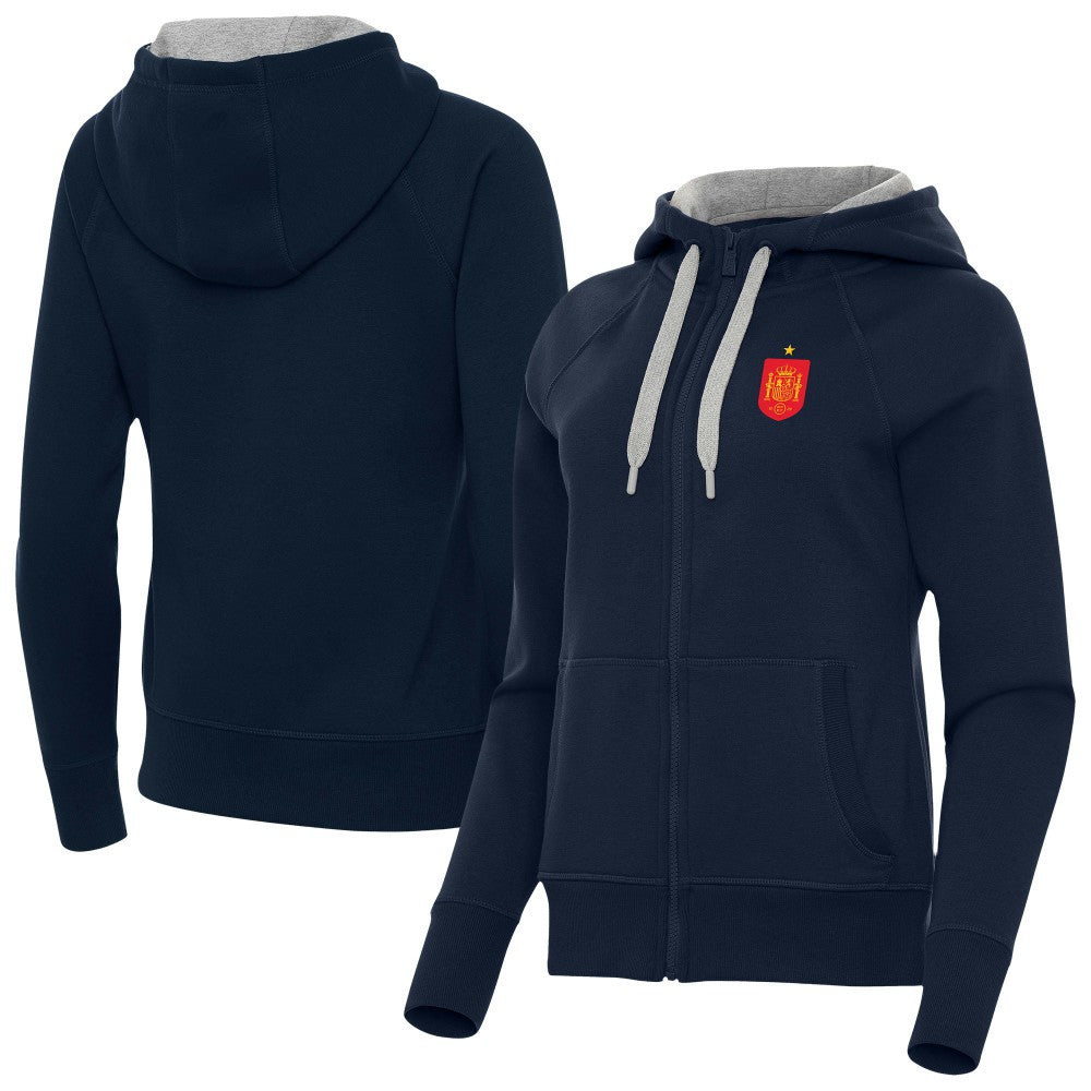 Spain National Team Antigua Women's Takeover Fleece Raglan Full-Zip Hoodie