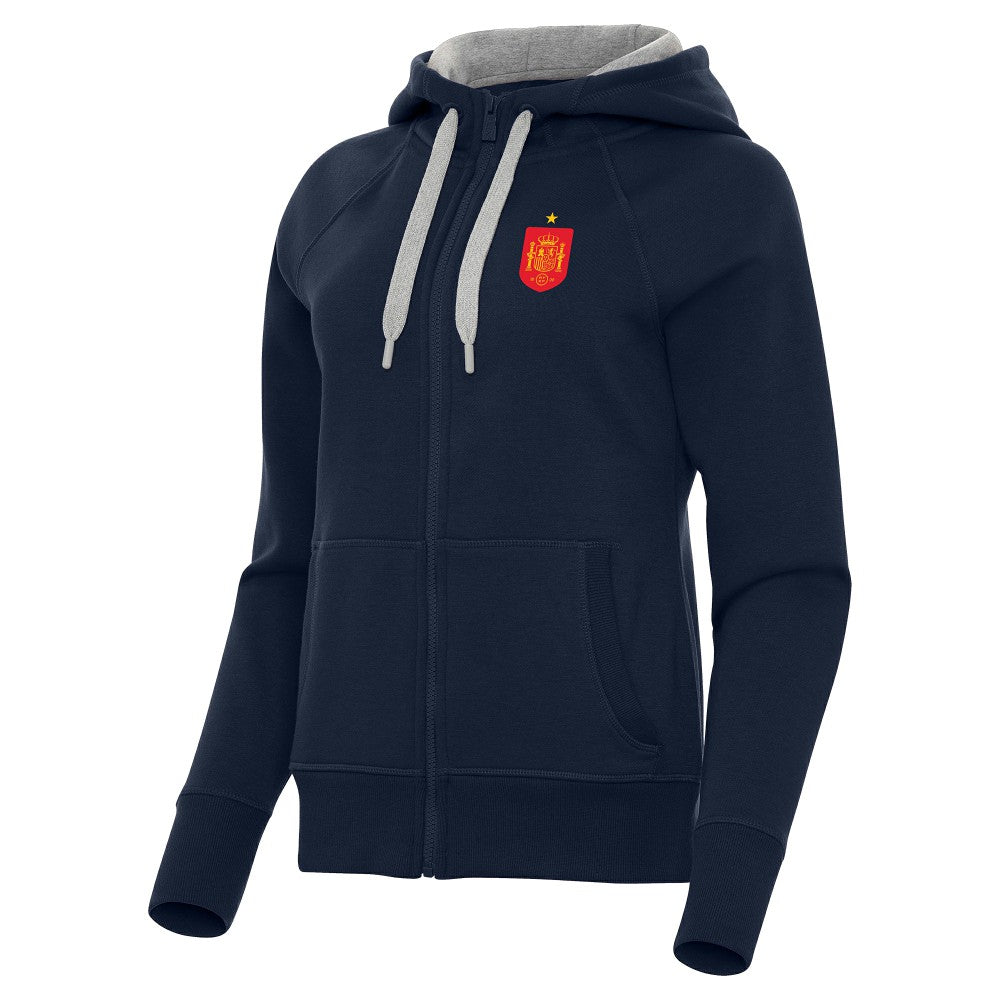 Spain National Team Antigua Women's Takeover Fleece Raglan Full-Zip Hoodie