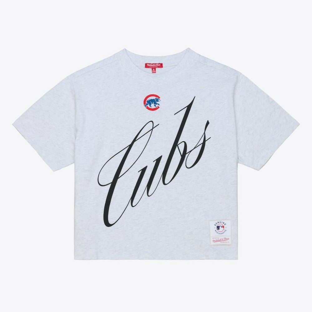 Chicago Cubs Mitchell & Ness Women's Script Cropped Boxy T-Shirt - MLB T-shirts