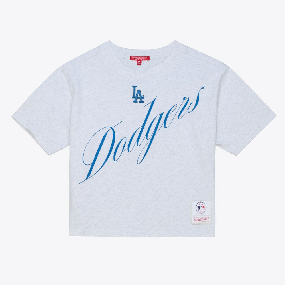 Los Angeles Dodgers Mitchell & Ness Women's Script Cropped Boxy T-Shirt - MLB T-shirts