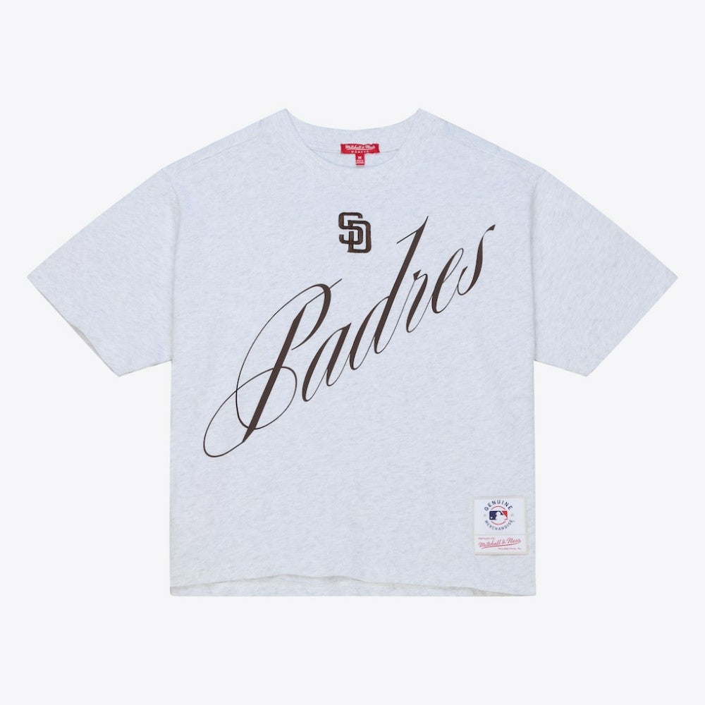 San Diego Padres Mitchell & Ness Women's Script Cropped Boxy T-Shirt - MLB T-shirts