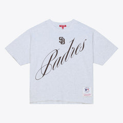 San Diego Padres Mitchell & Ness Women's Script Cropped Boxy T-Shirt - MLB T-shirts