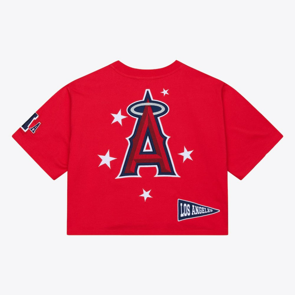Los Angeles Angels Mitchell & Ness Women's Pep Rally Cropped Boxy T-Shirt - MLB T-shirts