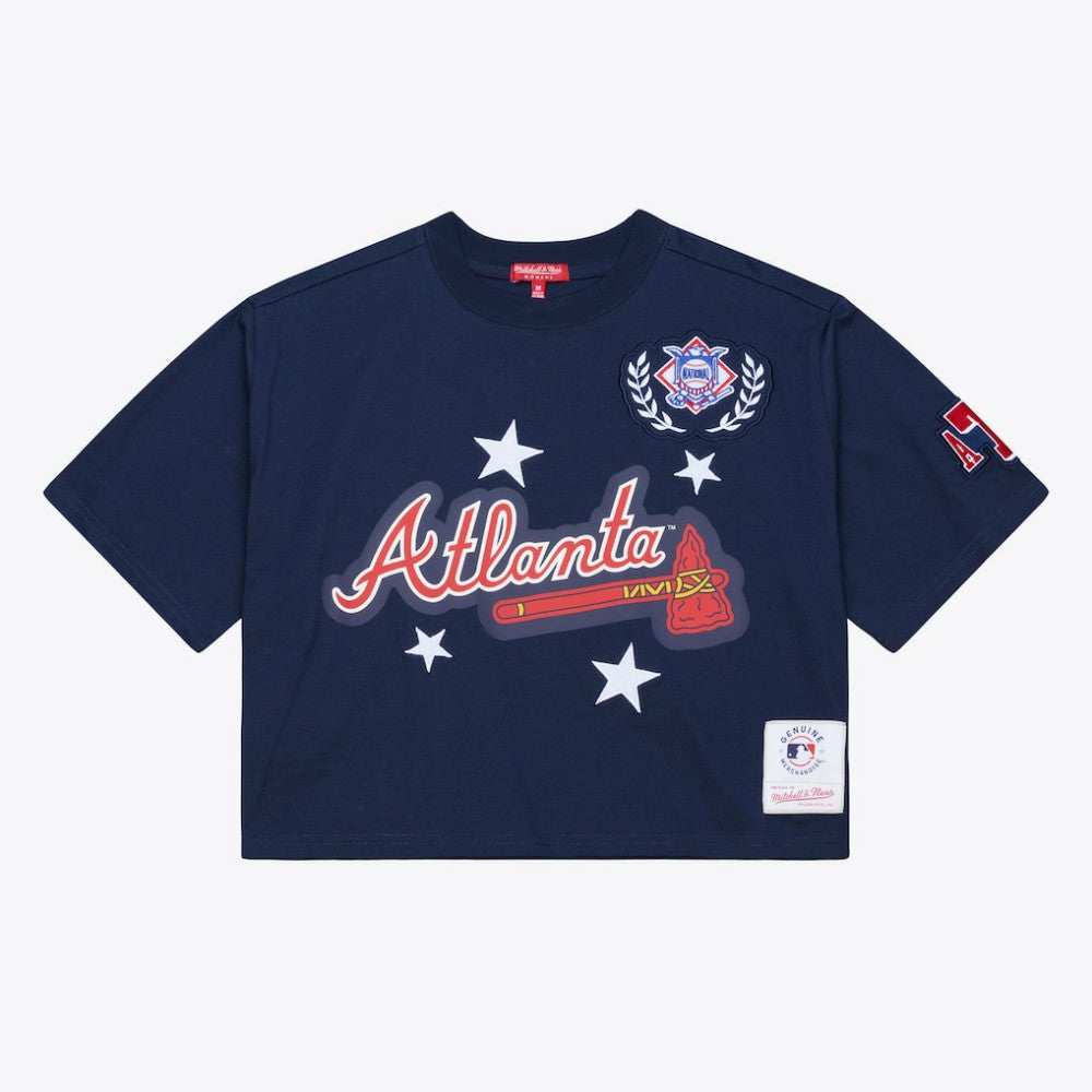 Atlanta Braves Mitchell & Ness Women's Pep Rally Cropped Boxy T-Shirt - MLB T-shirts