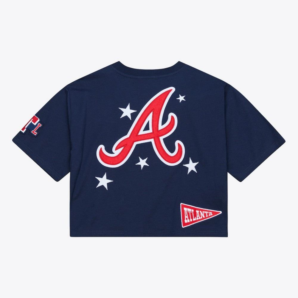 Atlanta Braves Mitchell & Ness Women's Pep Rally Cropped Boxy T-Shirt - MLB T-shirts