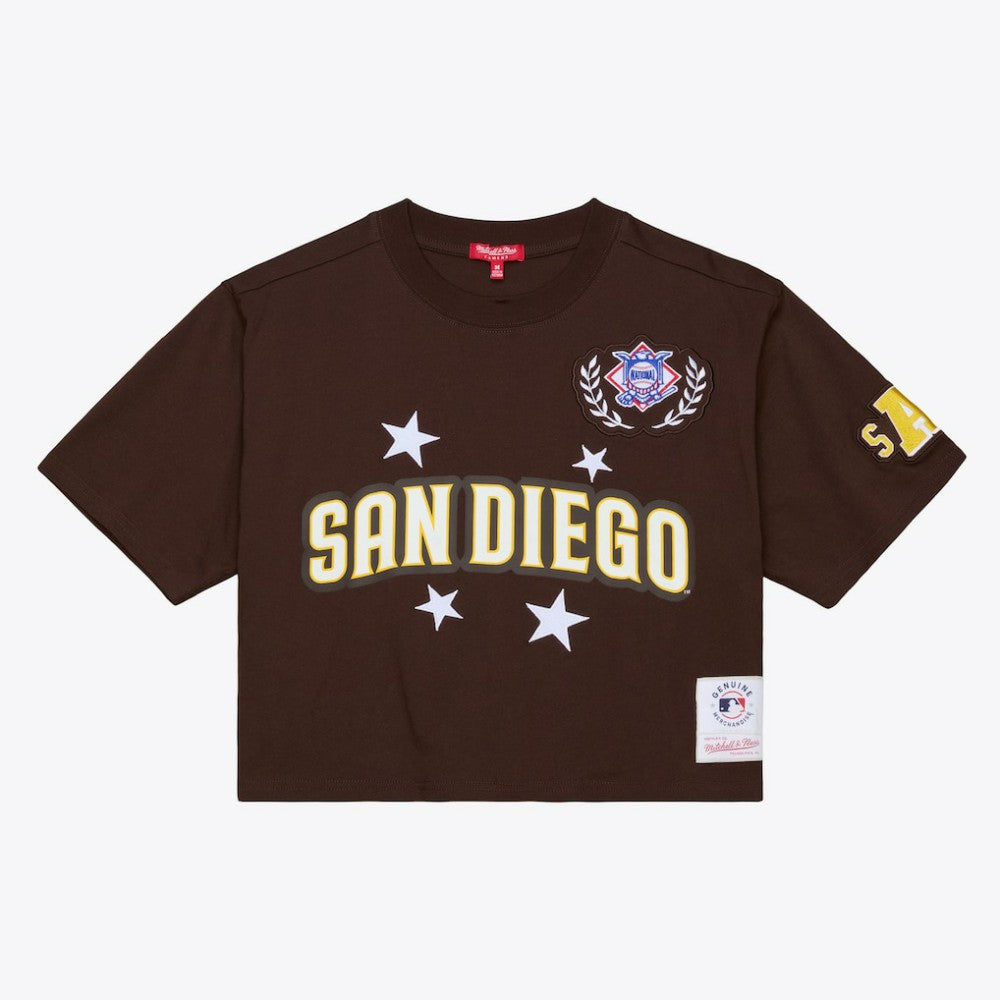 San Diego Padres Mitchell & Ness Women's Pep Rally Cropped Boxy T-Shirt - MLB T-shirts