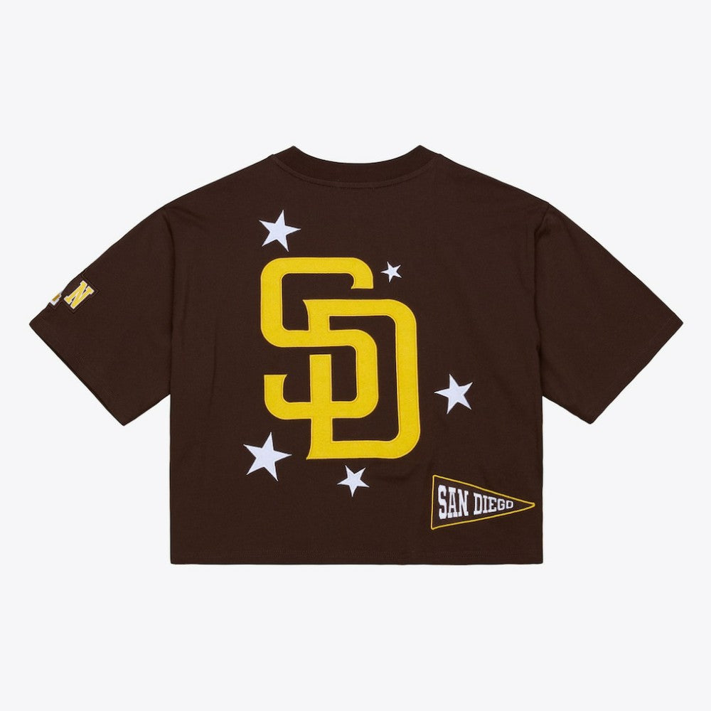 San Diego Padres Mitchell & Ness Women's Pep Rally Cropped Boxy T-Shirt - MLB T-shirts