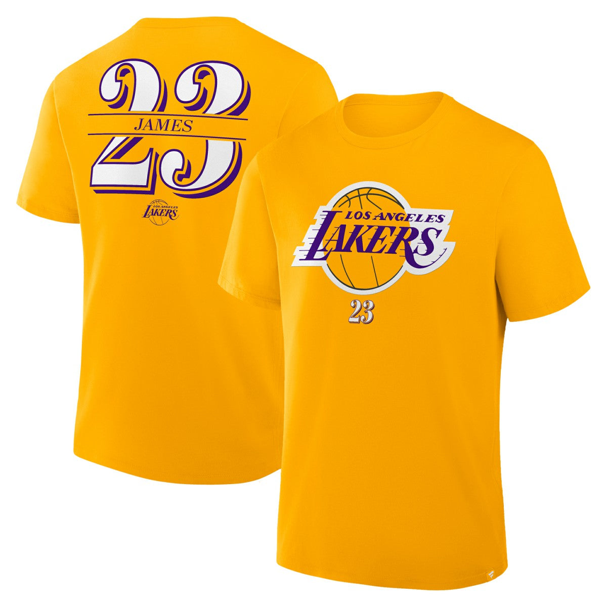 Gold LeBron James Los Angeles Lakers In The Paint Name & Number T-Shirt | NBA