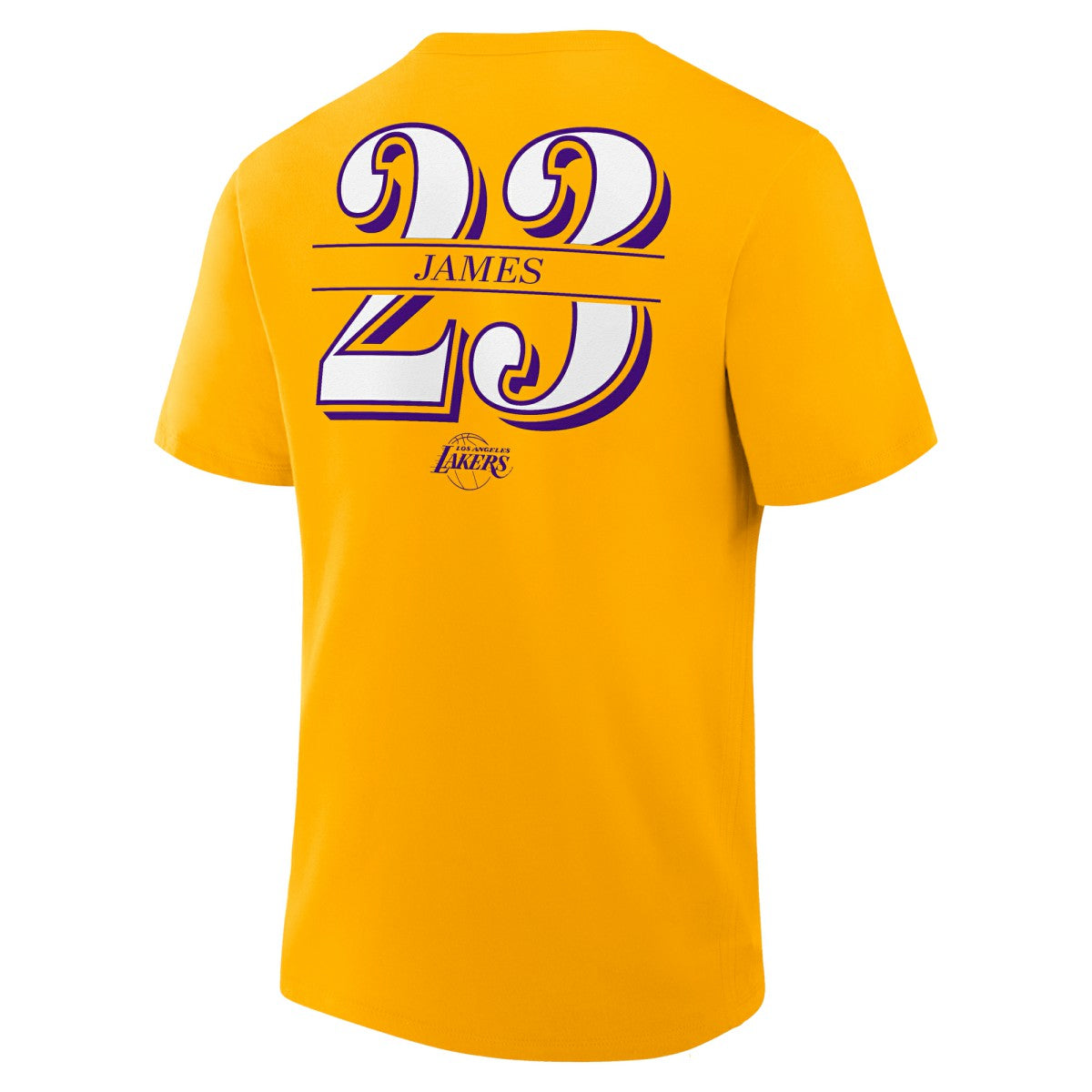 Gold LeBron James Los Angeles Lakers In The Paint Name & Number T-Shirt | NBA