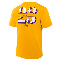 Gold LeBron James Los Angeles Lakers In The Paint Name & Number T-Shirt | NBA