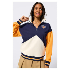 Navy/White New York Knicks Terez Unisex Colorblock Quarter-Zip Pullover | NBA