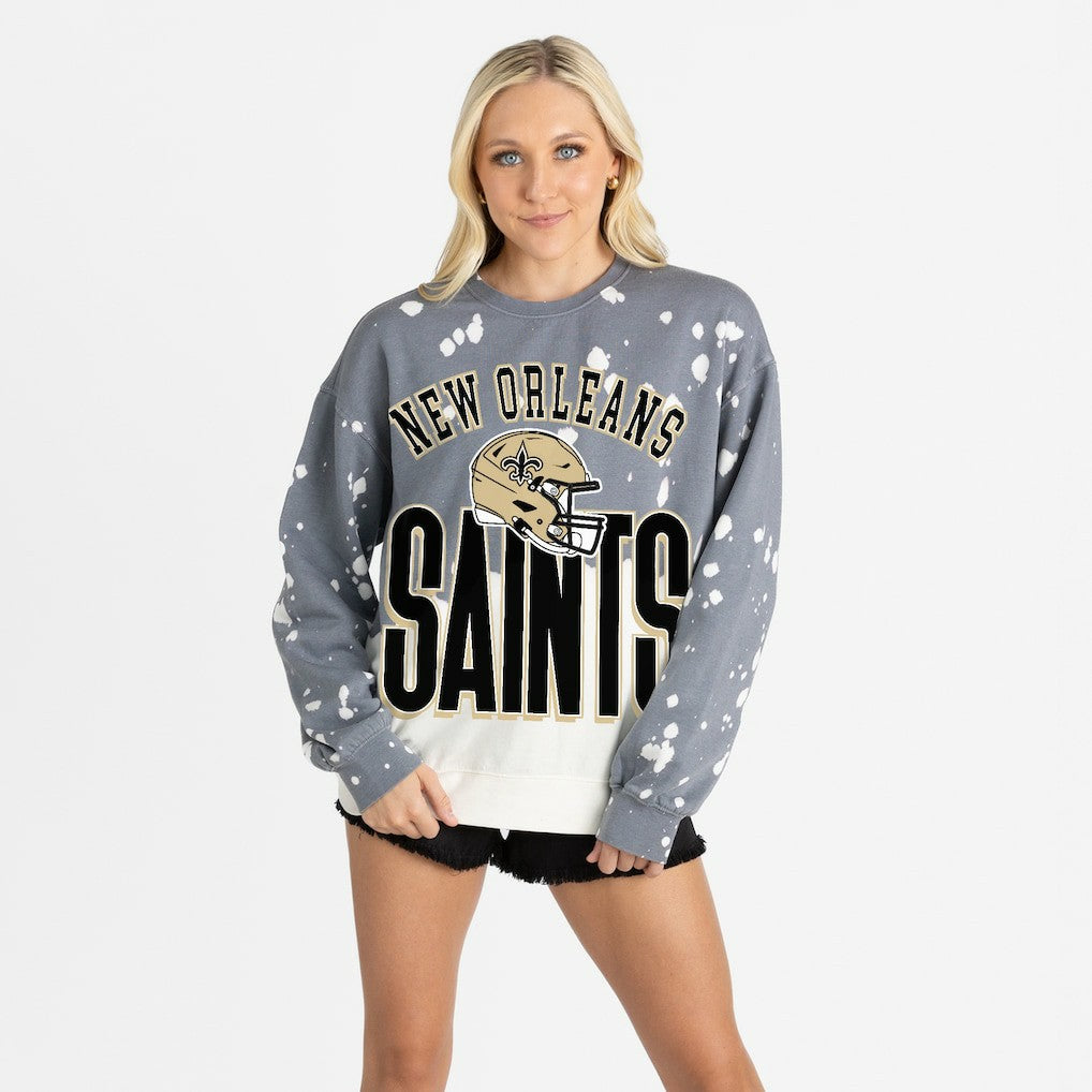 New Orleans Saints Gameday Couture Women's Arch Rivals Faded Wash Sweatshirt | NFL Discount