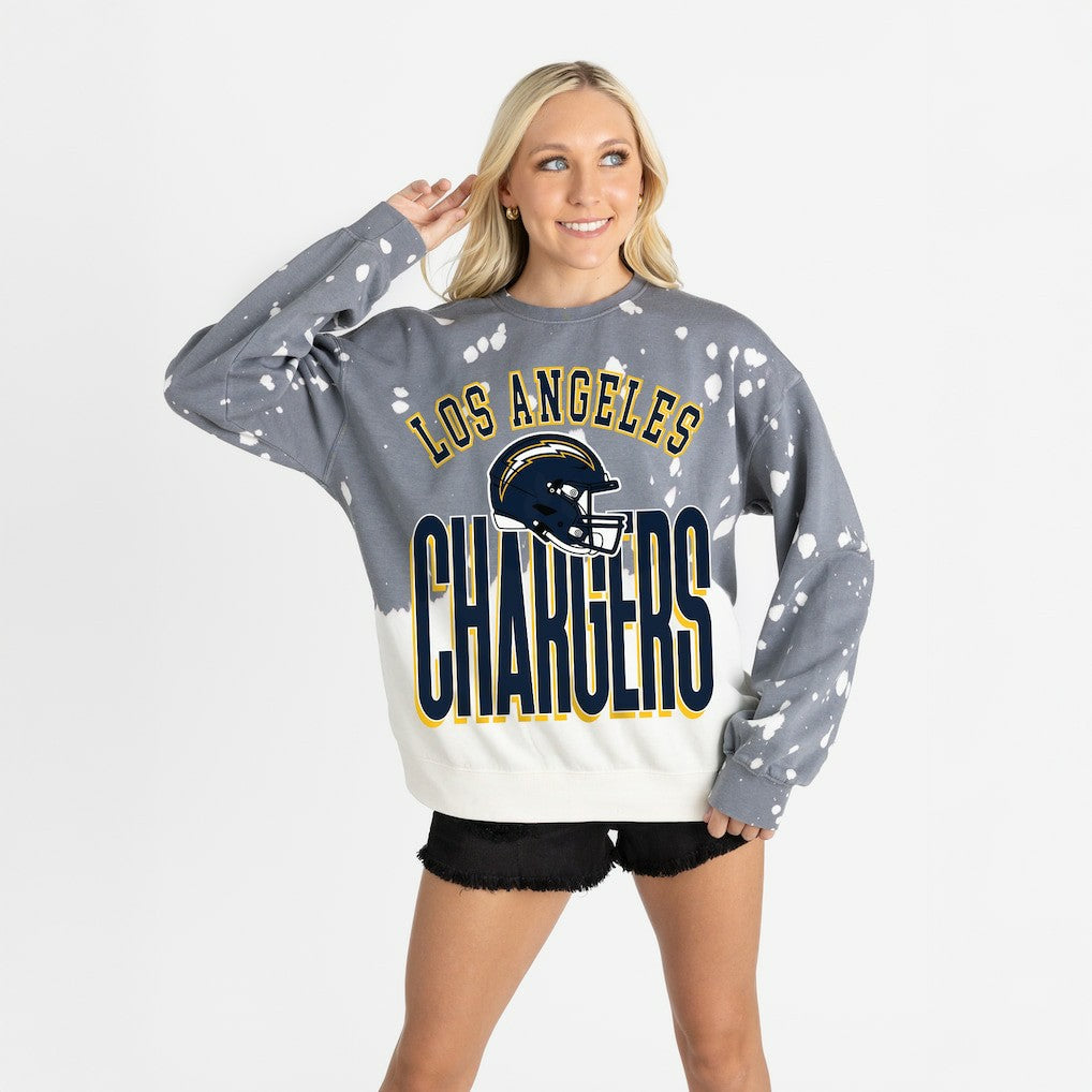 Los Angeles Chargers Gameday Couture Women's Arch Rivals Faded Wash Sweatshirt | NFL On sale