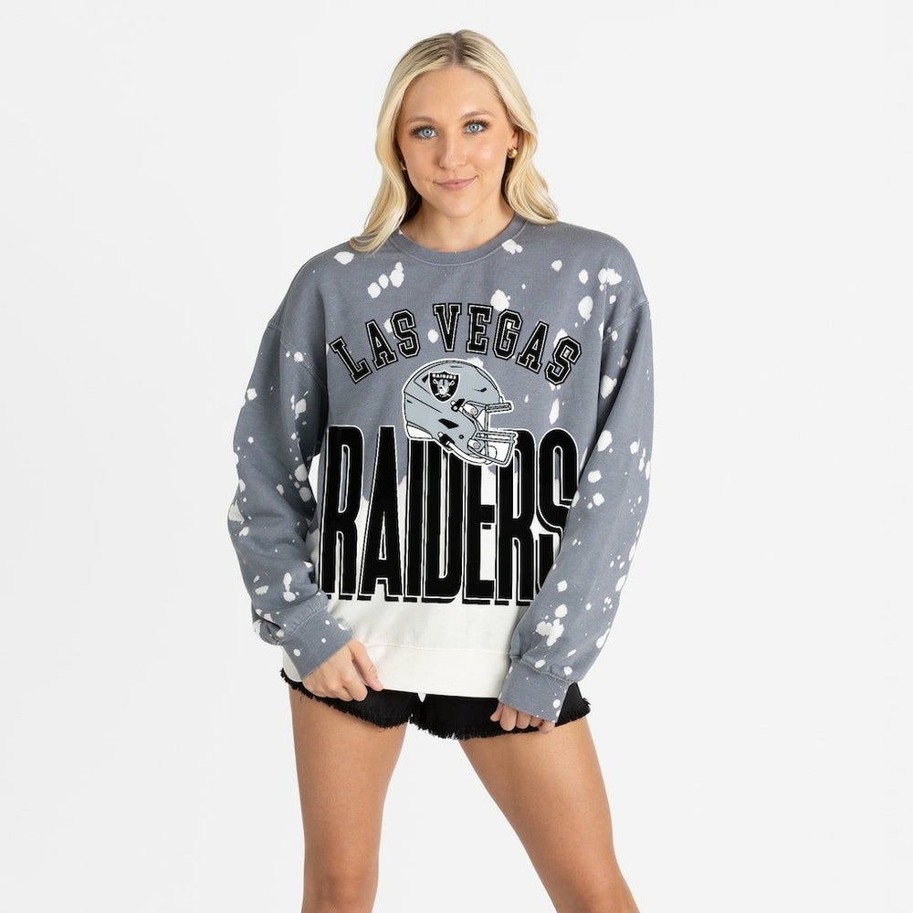 Las Vegas Raiders Gameday Couture Women's Arch Rivals Faded Wash Sweatshirt | NFL Discount