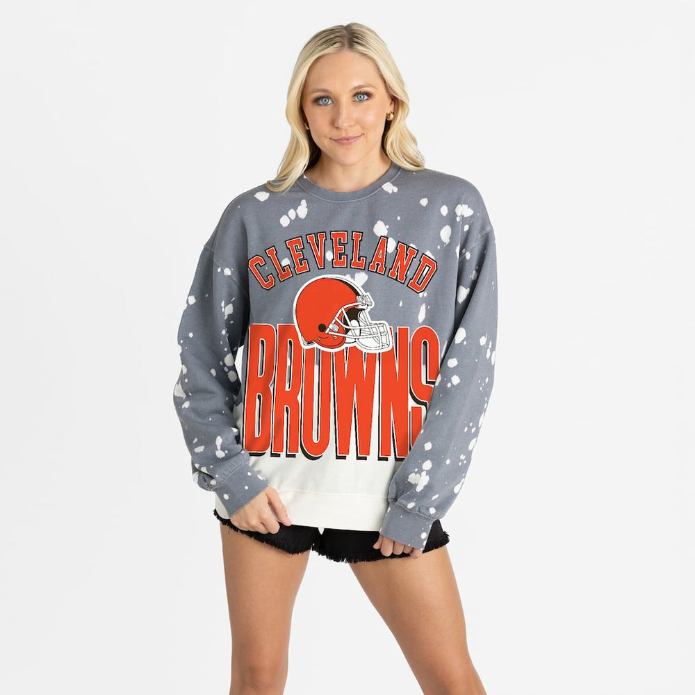 Cleveland Browns Gameday Couture Women's Arch Rivals Faded Wash Sweatshirt | NFL New