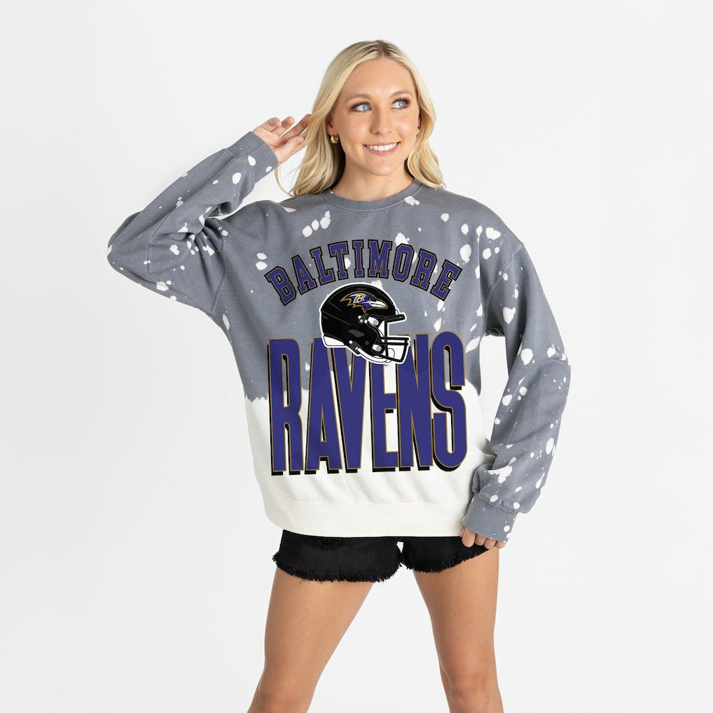 Baltimore Ravens Gameday Couture Women's Arch Rivals Faded Wash Sweatshirt | NFL New