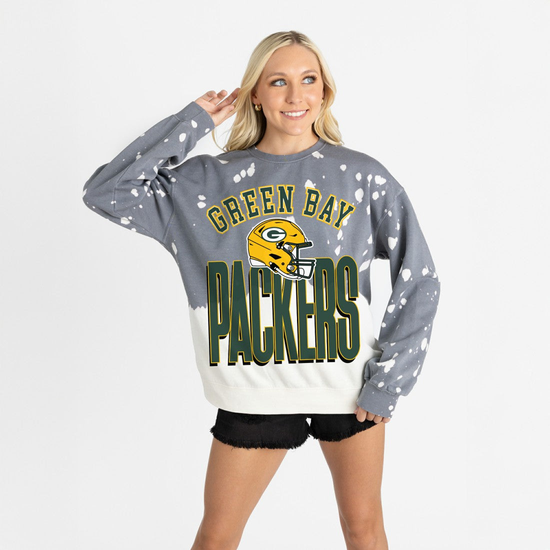 Green Bay Packers Gameday Couture Women's Arch Rivals Faded Wash Sweatshirt | NFL US