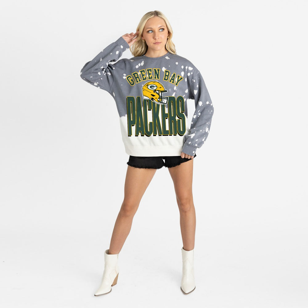 Green Bay Packers Gameday Couture Women's Arch Rivals Faded Wash Sweatshirt | NFL US