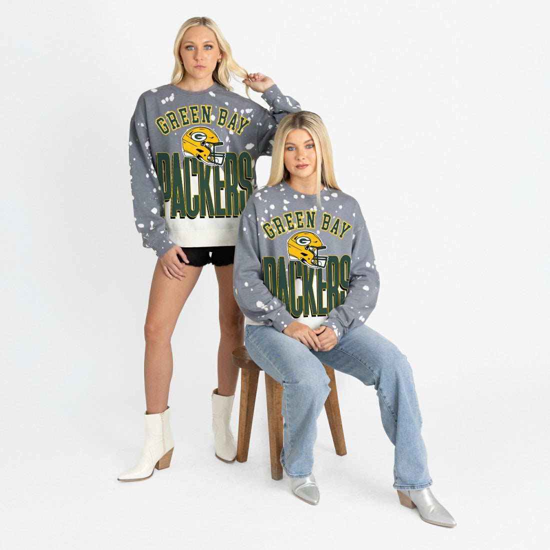 Green Bay Packers Gameday Couture Women's Arch Rivals Faded Wash Sweatshirt | NFL US