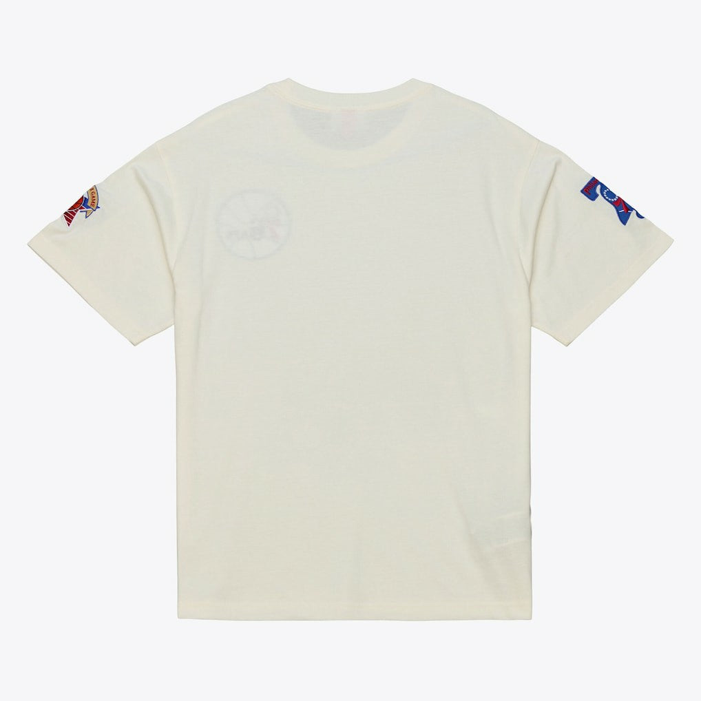 Cream Philadelphia 76ers Hardwood Classics Chainstitch Premium T-Shirt | NBA