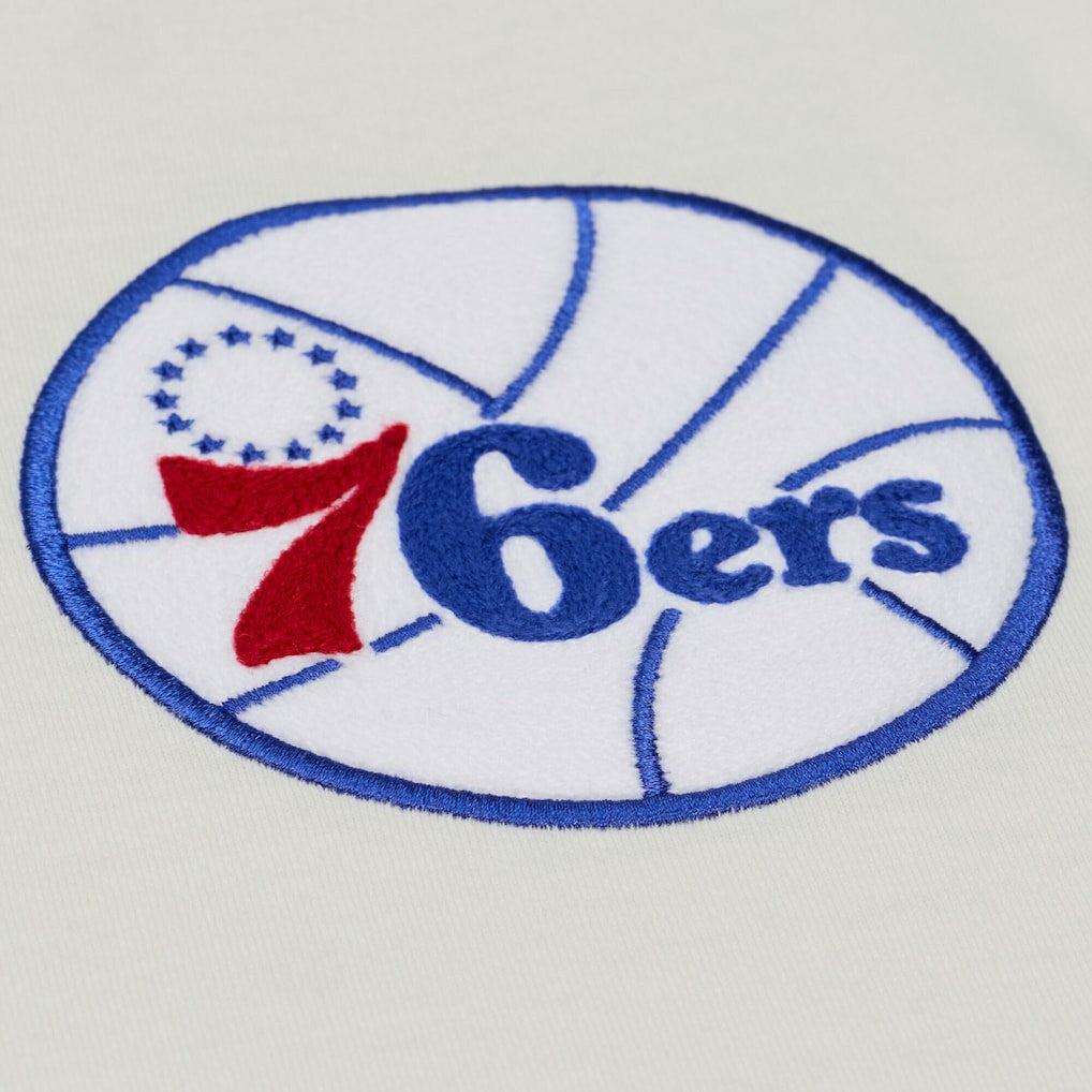 Cream Philadelphia 76ers Hardwood Classics Chainstitch Premium T-Shirt | NBA