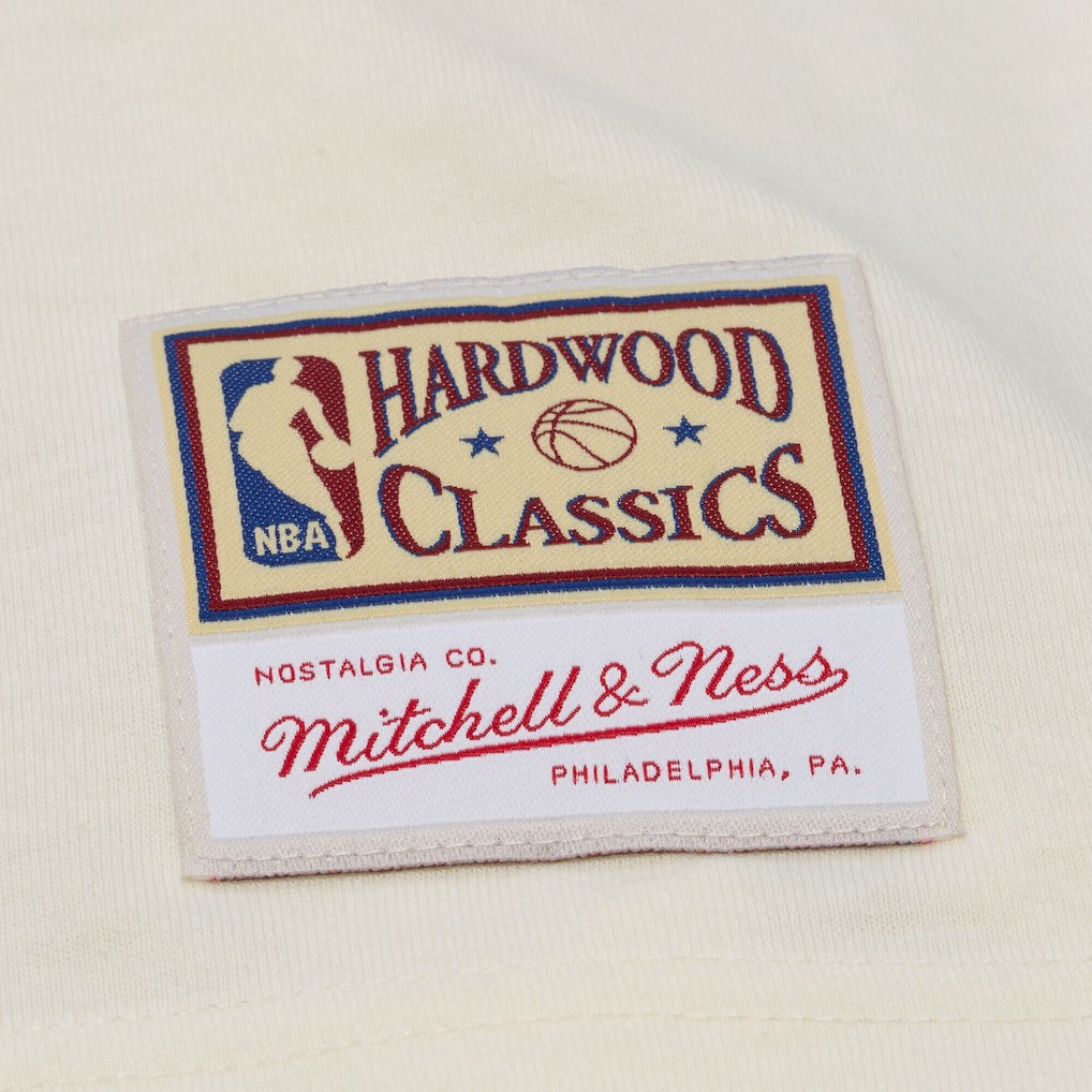 Cream Philadelphia 76ers Hardwood Classics Chainstitch Premium T-Shirt | NBA