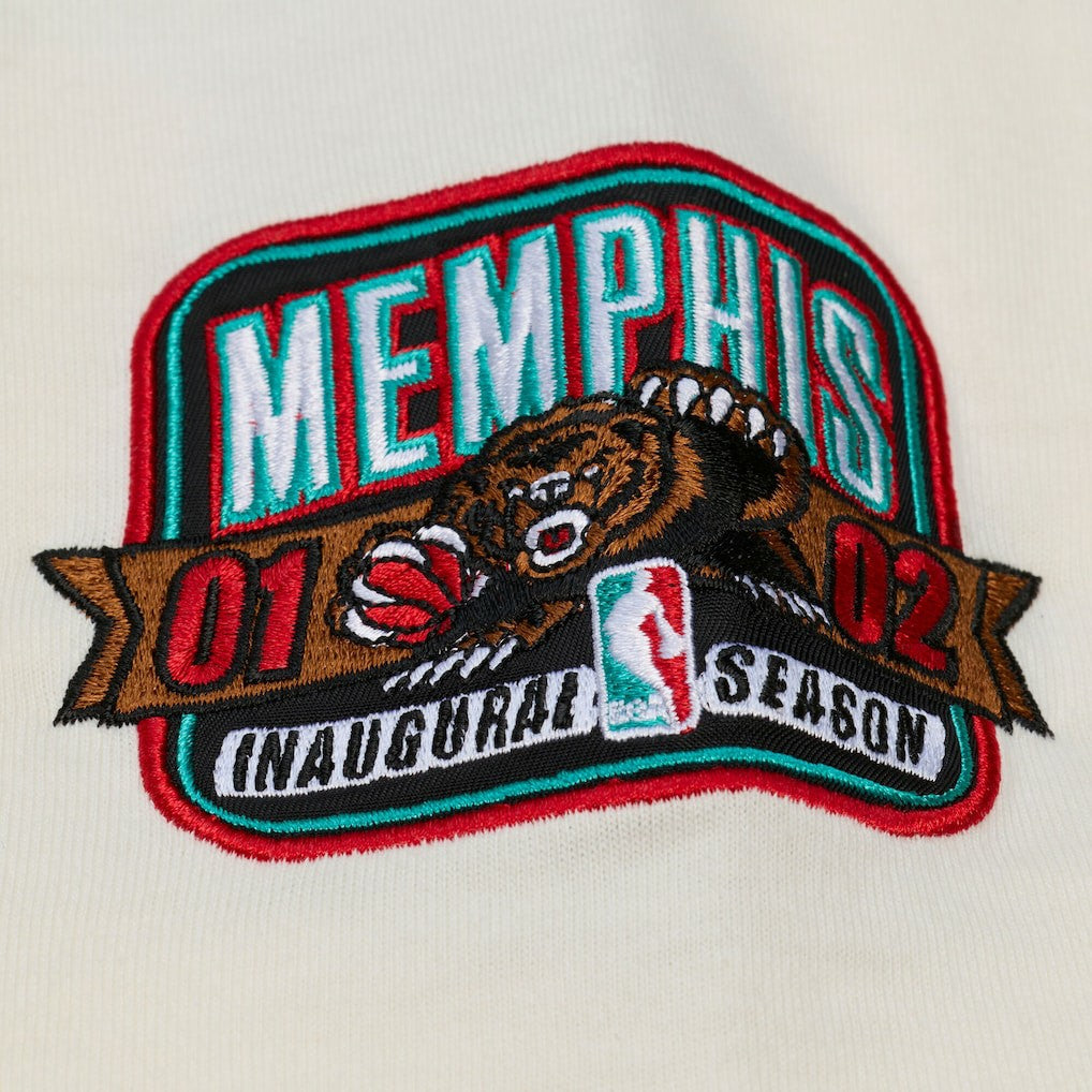 Cream Memphis Grizzlies Hardwood Classics Chainstitch Premium T-Shirt | NBA