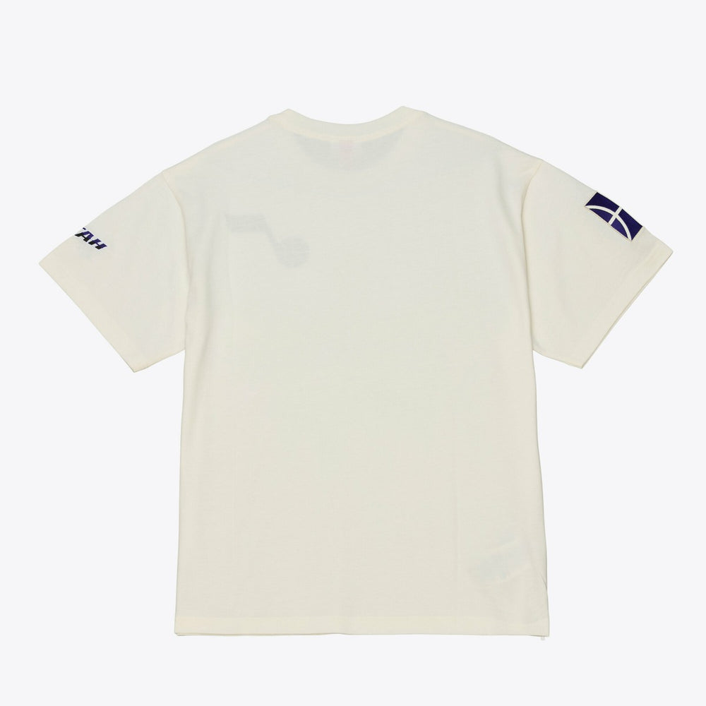 Cream Utah Jazz Hardwood Classics Chainstitch Premium T-Shirt | NBA