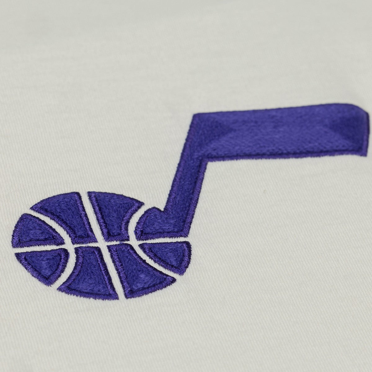 Cream Utah Jazz Hardwood Classics Chainstitch Premium T-Shirt | NBA