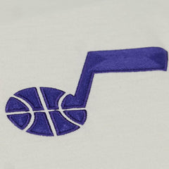 Cream Utah Jazz Hardwood Classics Chainstitch Premium T-Shirt | NBA