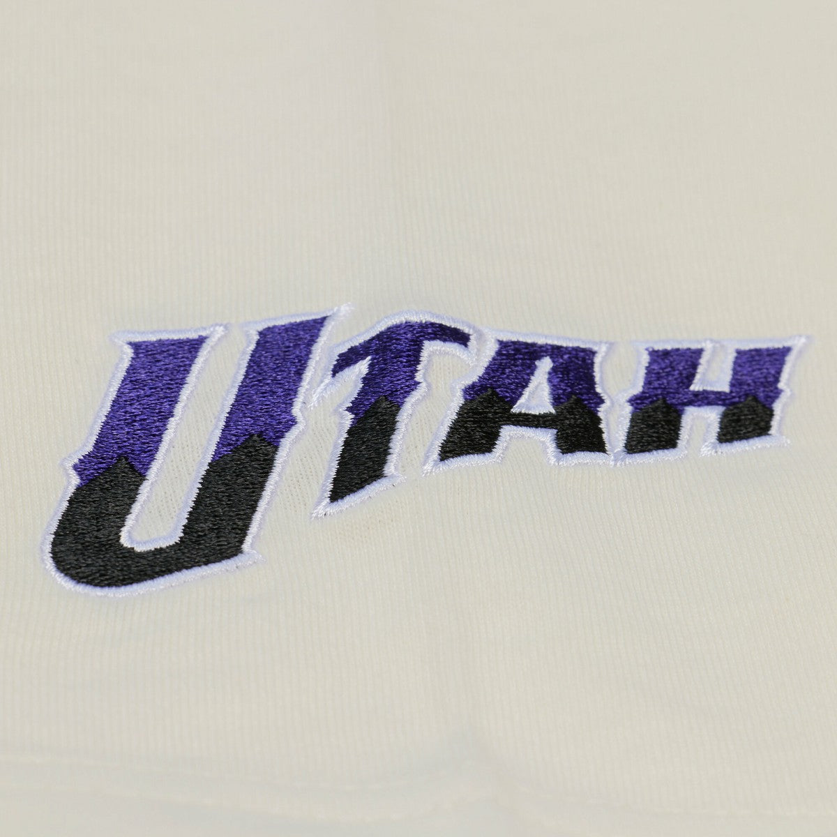 Cream Utah Jazz Hardwood Classics Chainstitch Premium T-Shirt | NBA
