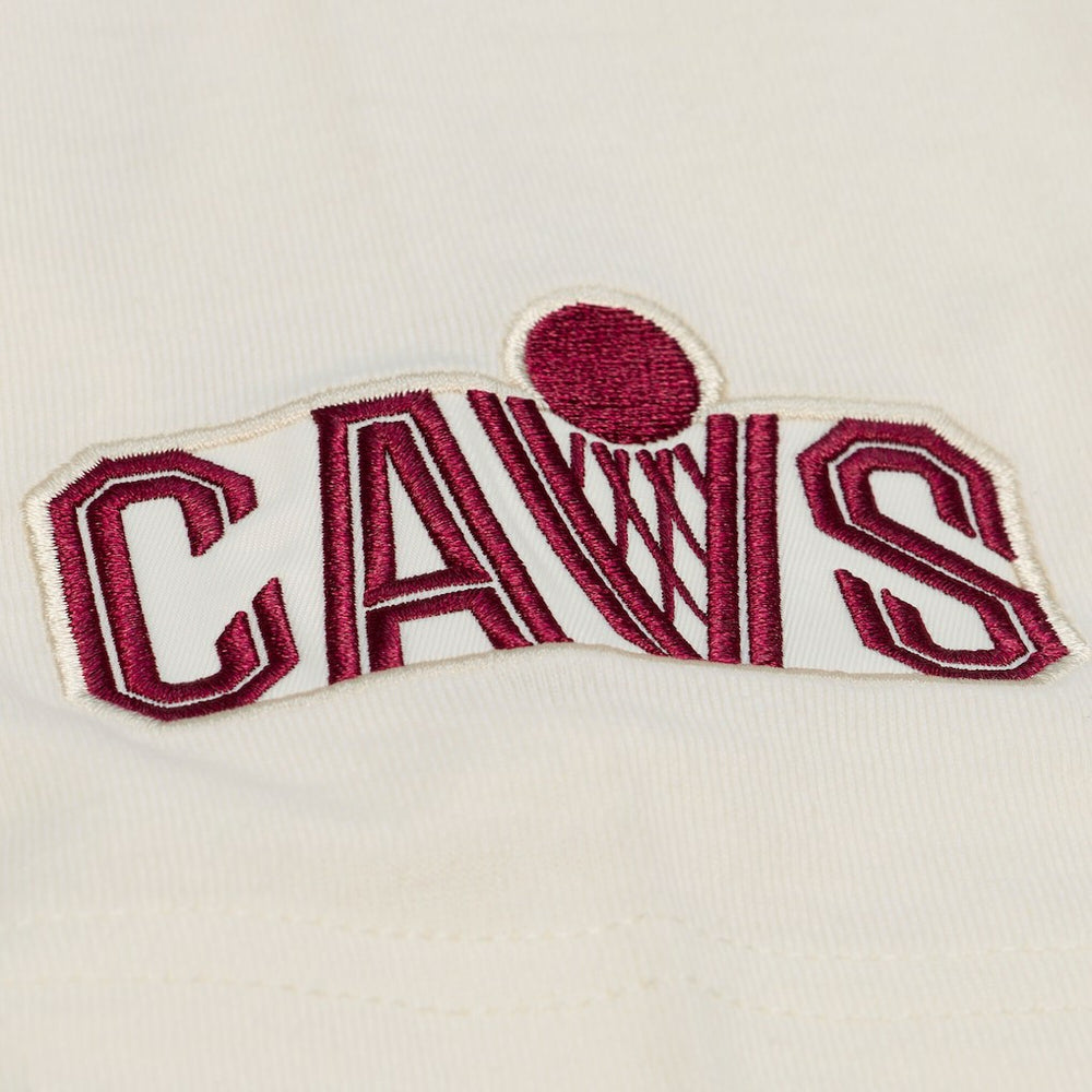 Cream Cleveland Cavaliers Hardwood Classics Chainstitch Premium T-Shirt sale | NBA