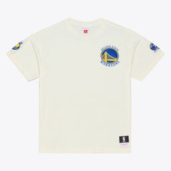 Cream Golden State Warriors Hardwood Classics Chainstitch Premium T-Shirt sale | NBA