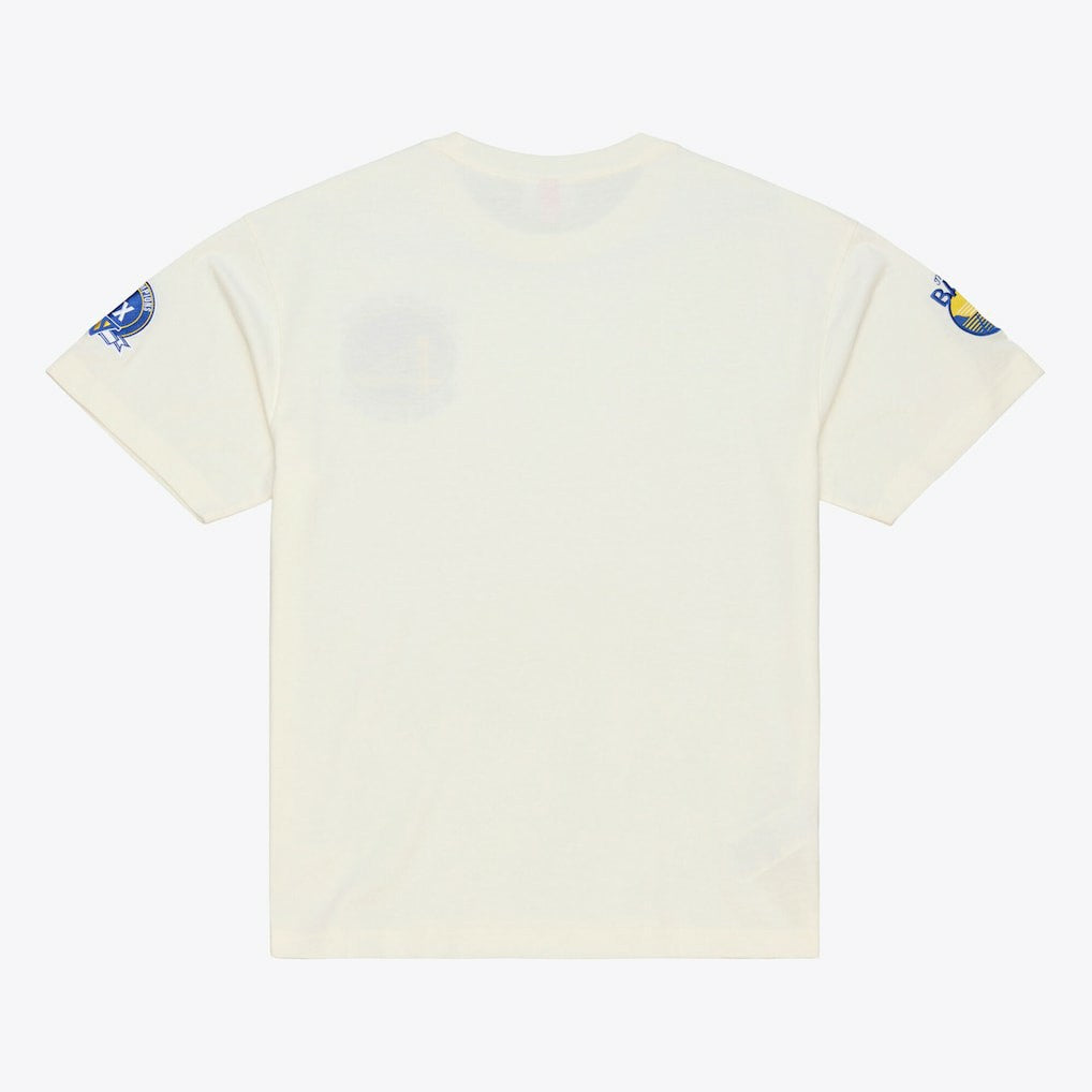 Cream Golden State Warriors Hardwood Classics Chainstitch Premium T-Shirt sale | NBA