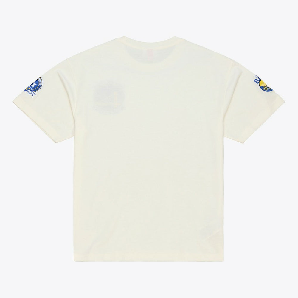 Cream Golden State Warriors Hardwood Classics Chainstitch Premium T-Shirt sale | NBA