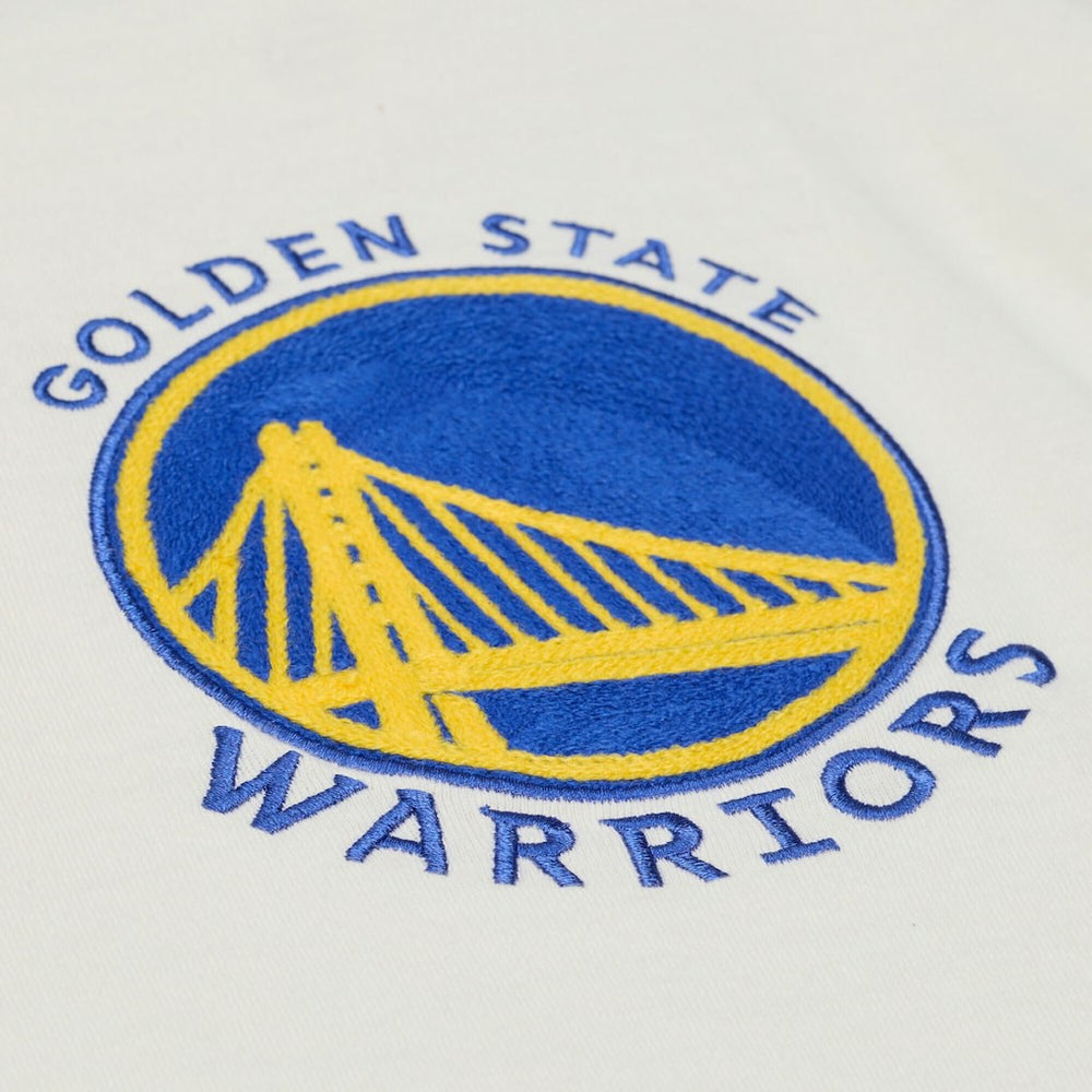 Cream Golden State Warriors Hardwood Classics Chainstitch Premium T-Shirt sale | NBA