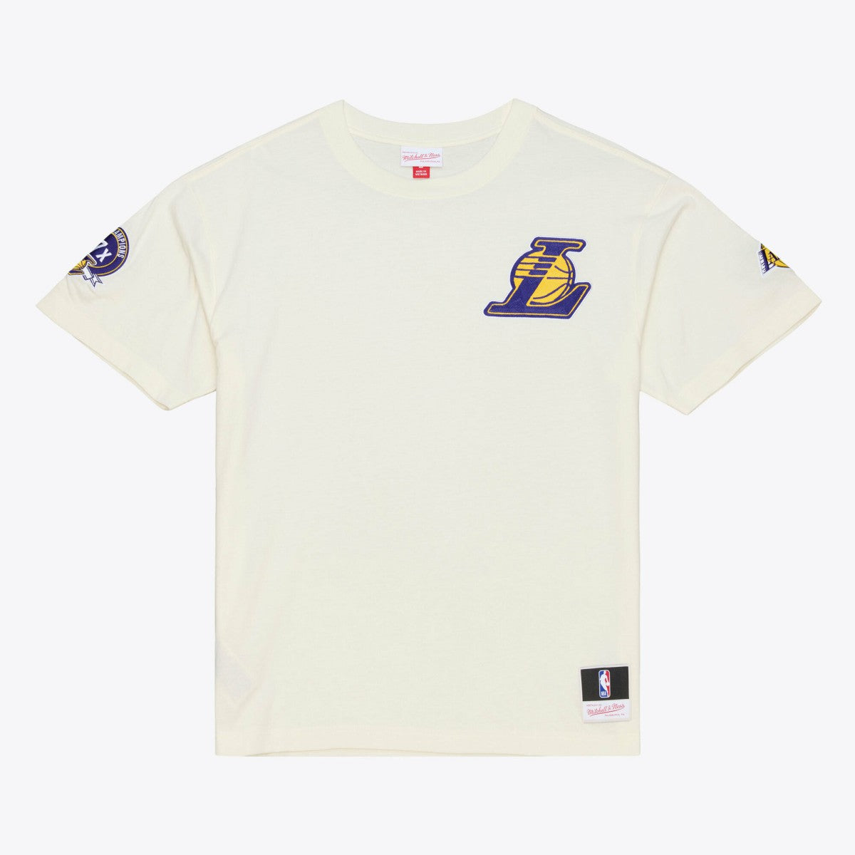 Cream Los Angeles Lakers Hardwood Classics Chainstitch Premium T-Shirt | NBA