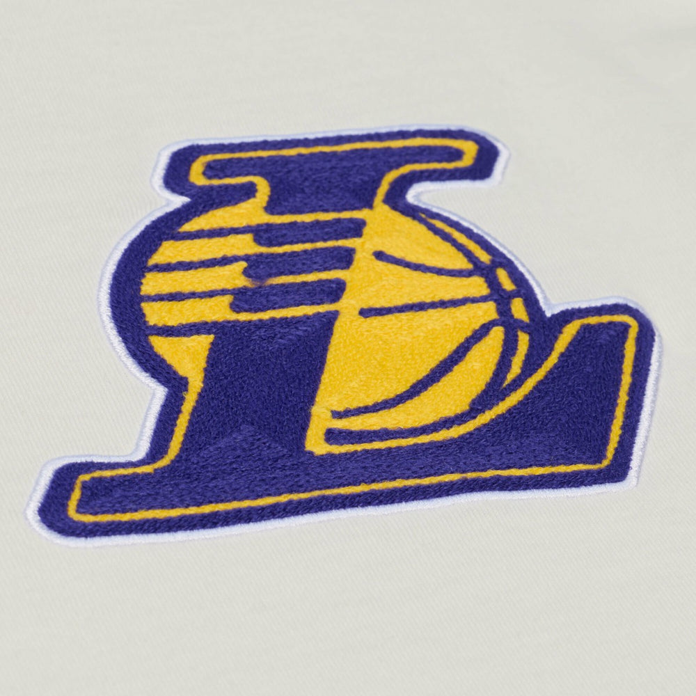 Cream Los Angeles Lakers Hardwood Classics Chainstitch Premium T-Shirt | NBA