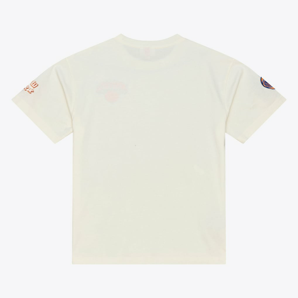 Cream New York Knicks Hardwood Classics Chainstitch Premium T-Shirt | NBA
