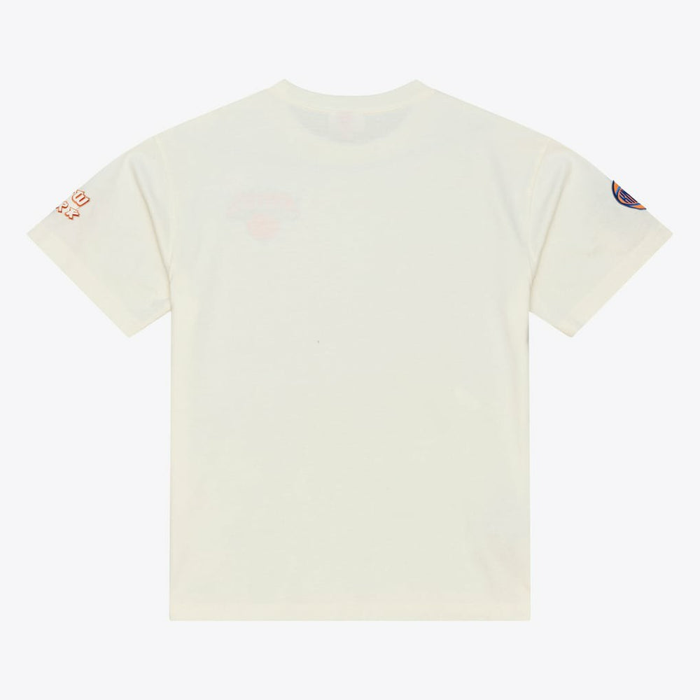 Cream New York Knicks Hardwood Classics Chainstitch Premium T-Shirt | NBA