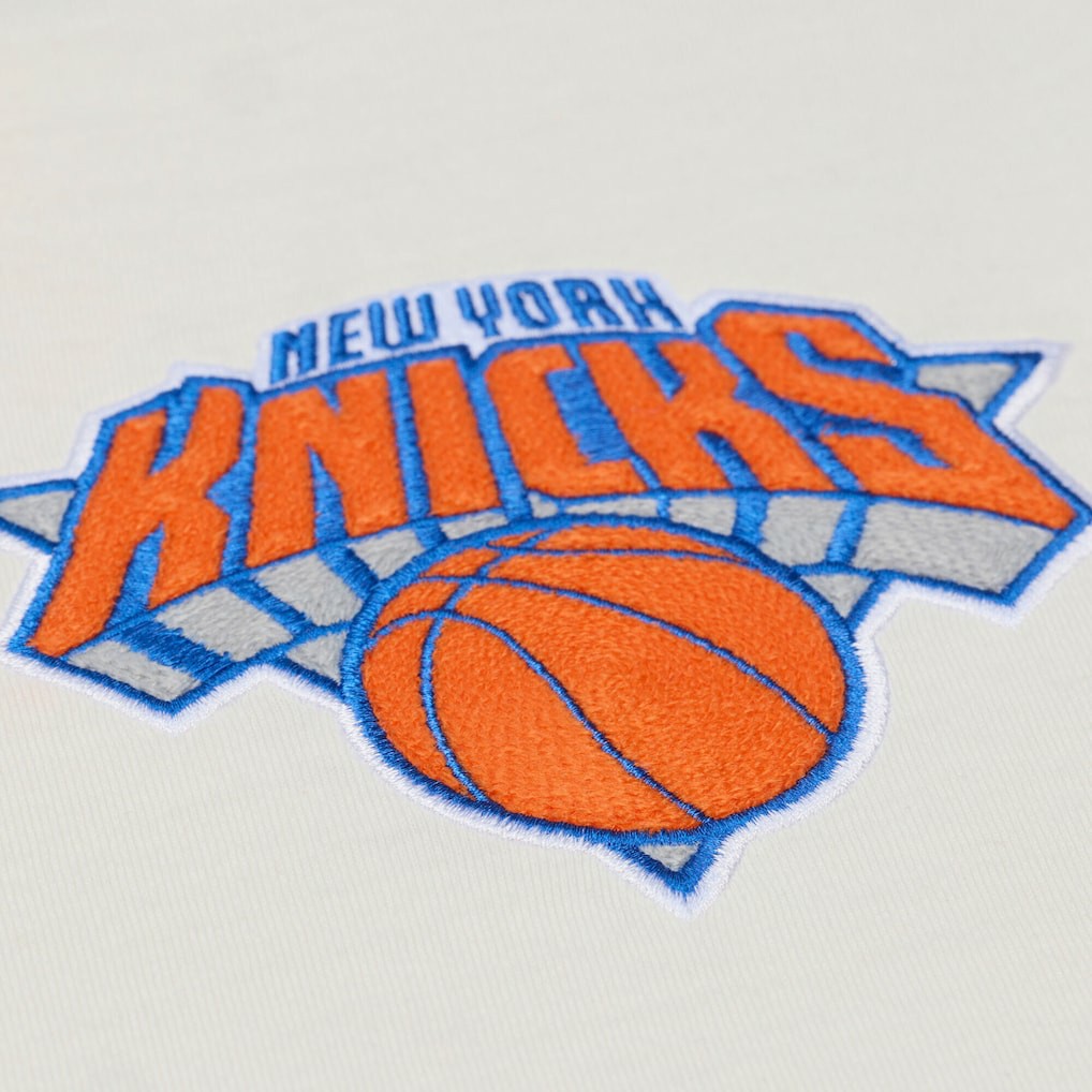 Cream New York Knicks Hardwood Classics Chainstitch Premium T-Shirt | NBA