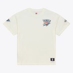Cream Oklahoma City Thunder Hardwood Classics Chainstitch Premium T-Shirt | NBA
