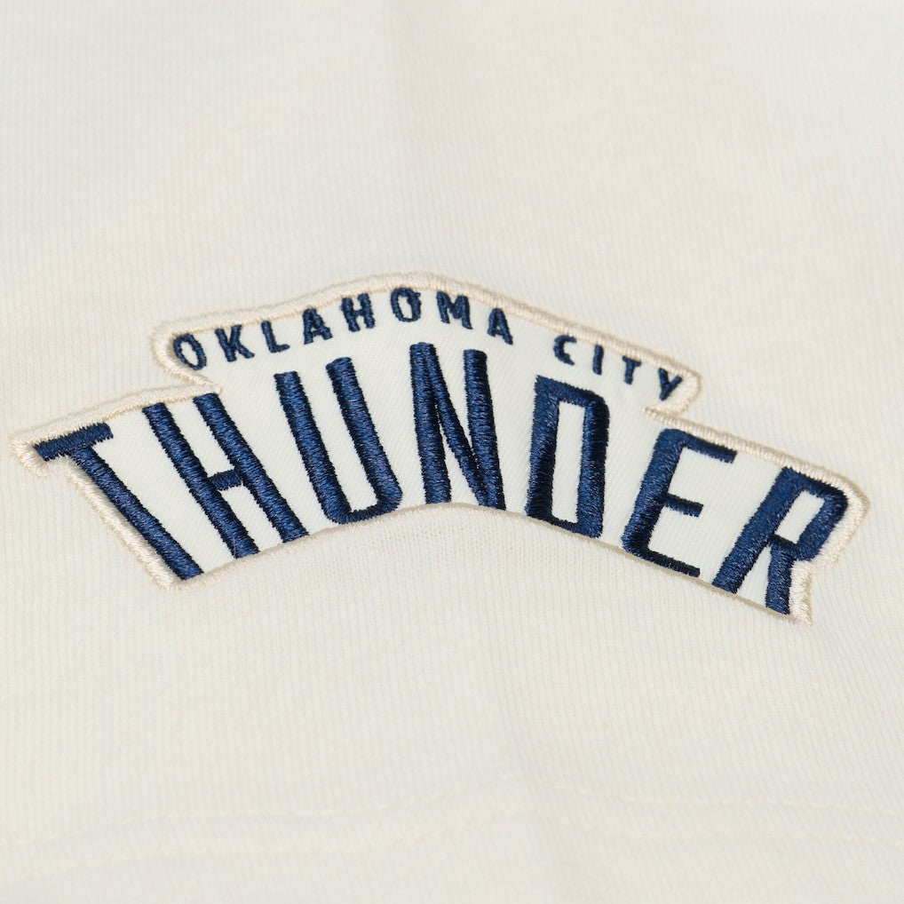 Cream Oklahoma City Thunder Hardwood Classics Chainstitch Premium T-Shirt | NBA