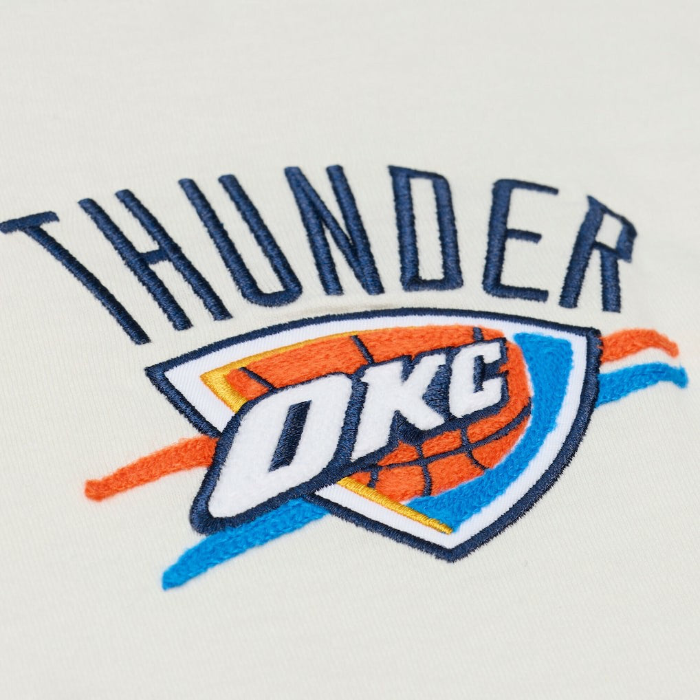 Cream Oklahoma City Thunder Hardwood Classics Chainstitch Premium T-Shirt | NBA