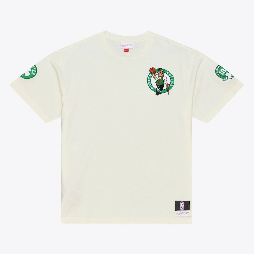 Cream Boston Celtics Hardwood Classics Chainstitch Premium T-Shirt | NBA