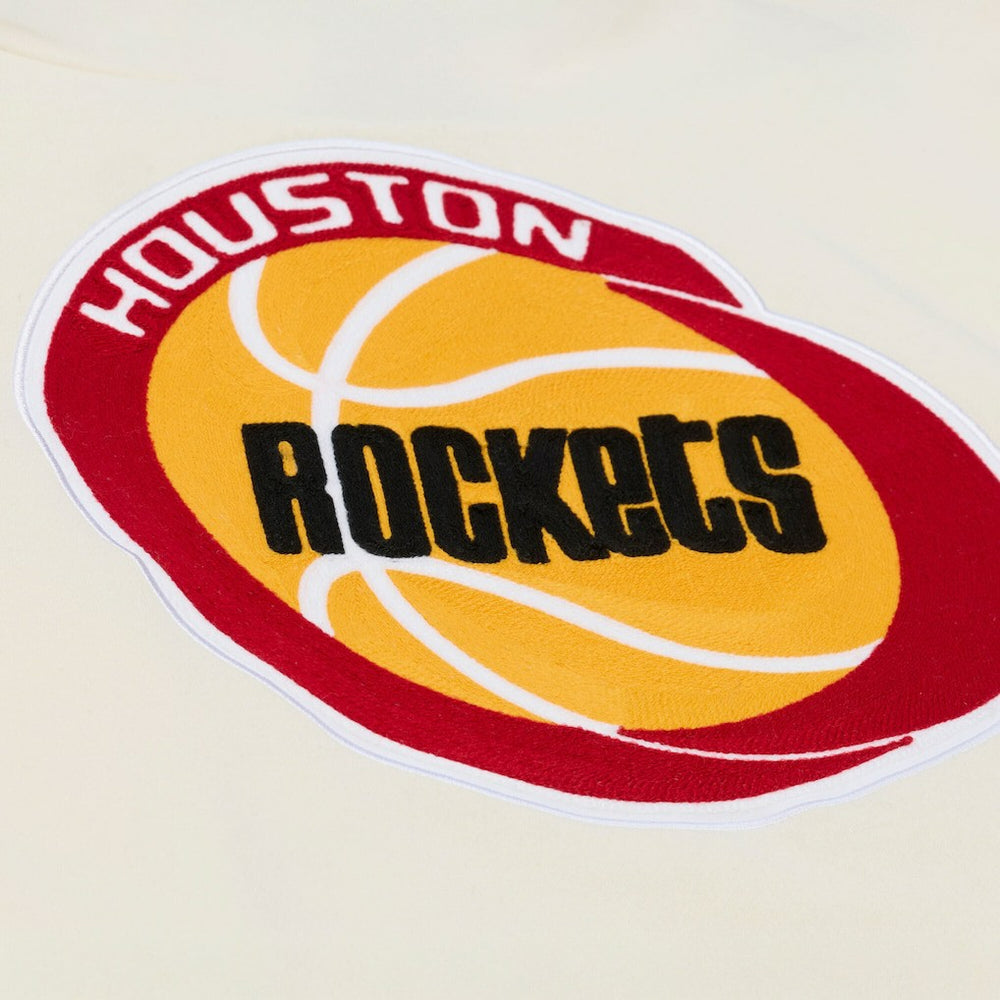 Cream Houston Rockets Hardwood Classics Chainstitch Premium Fleece Hoodie | NBA