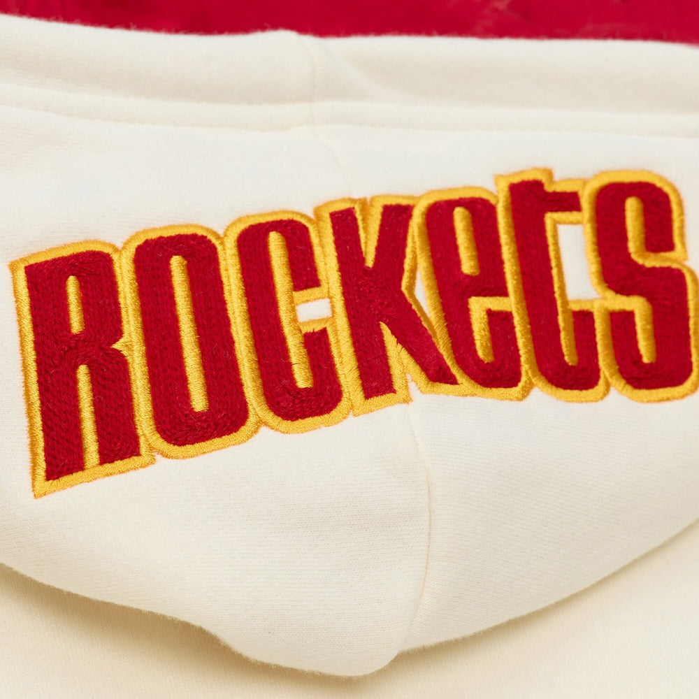 Cream Houston Rockets Hardwood Classics Chainstitch Premium Fleece Hoodie | NBA