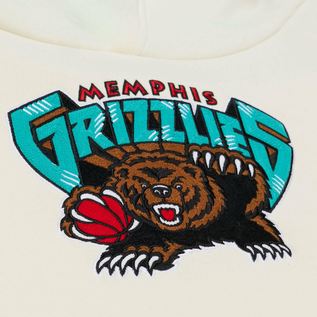 Cream Memphis Grizzlies Hardwood Classics Chainstitch Premium Fleece Hoodie | NBA