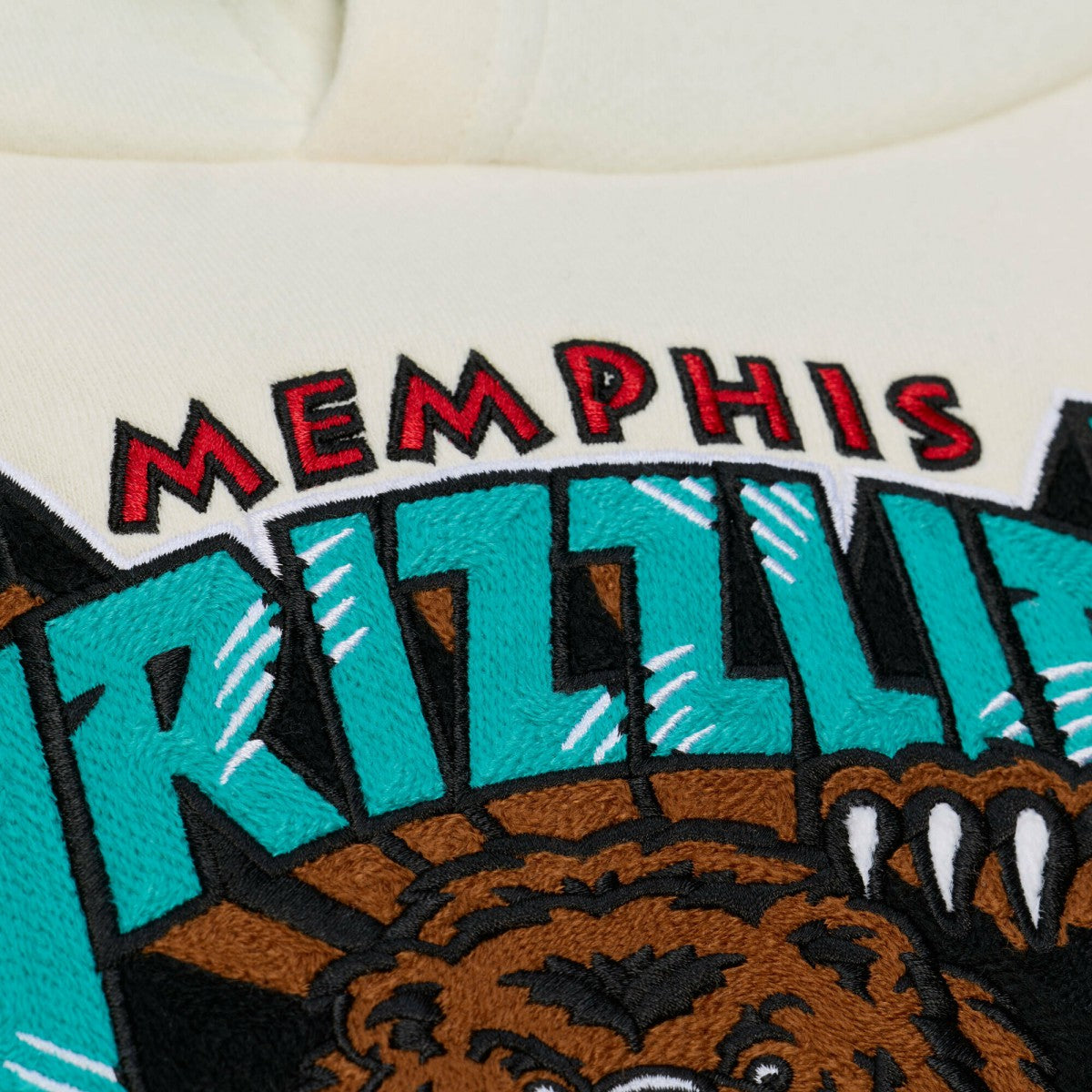 Cream Memphis Grizzlies Hardwood Classics Chainstitch Premium Fleece Hoodie | NBA
